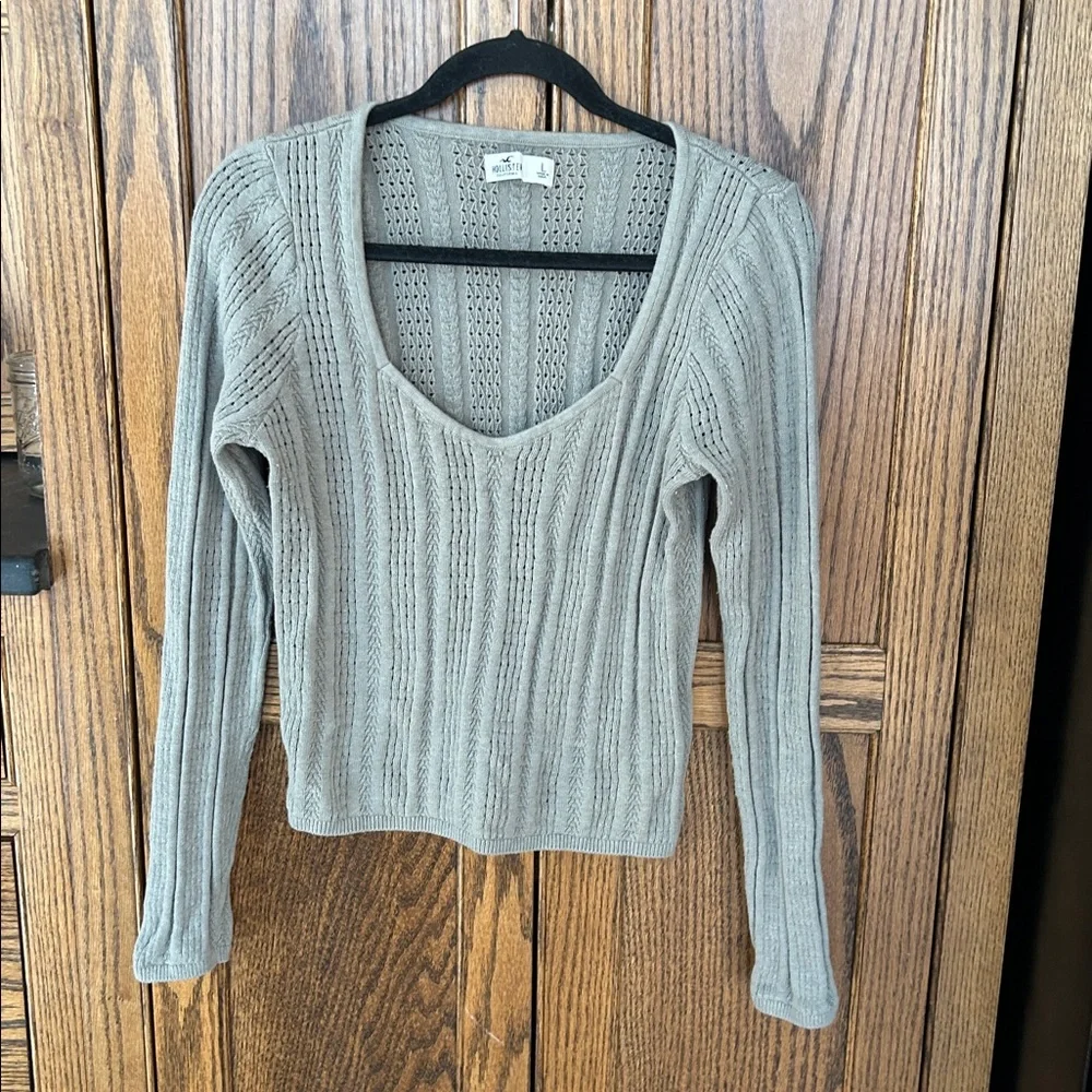 Hollister Long sleeve Crochet Square neck sweater Large‎